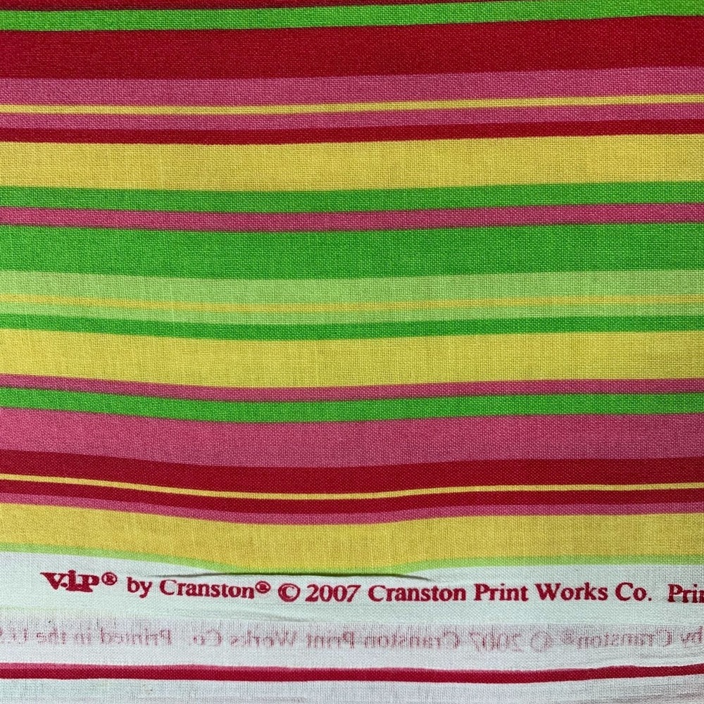 Cranston Multicolor Striped Fabric Cotton Quilting Material USA 2007 44" x 43"